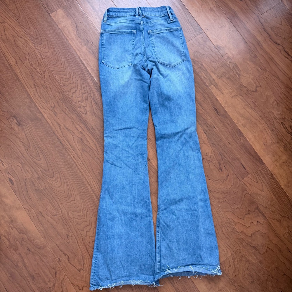 Good American Good Flare Jeans Size 4/27Blue Stretch Denim Retro Rodeo High Rise - Picture 6 of 9